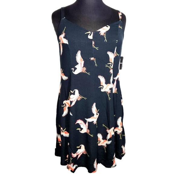 Torrid Super Soft Tropical Crane Bird Print Stretchy Flowy Short Dress Plus 1X - Picture 4 of 6